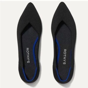 Rothy's the point Black Flats with Blue Trim